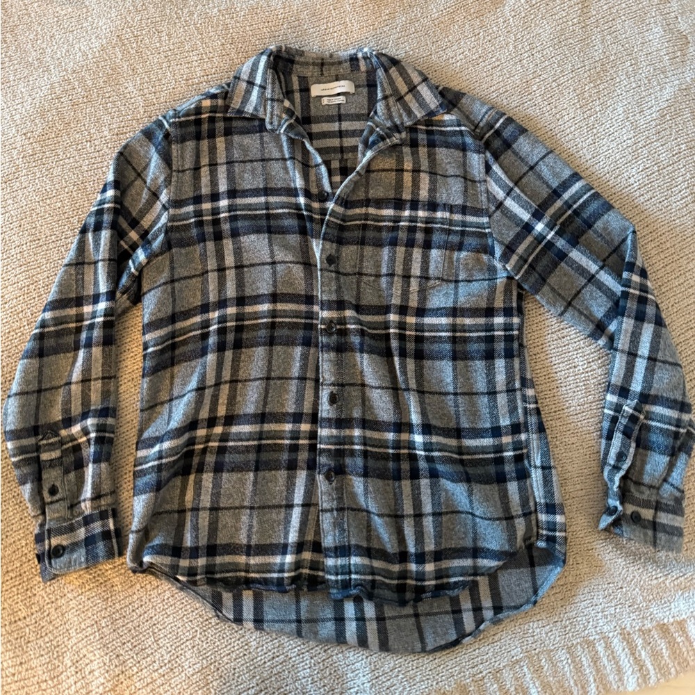 Urban Outfitters Gray and Black Plaid Button-Down Shirt